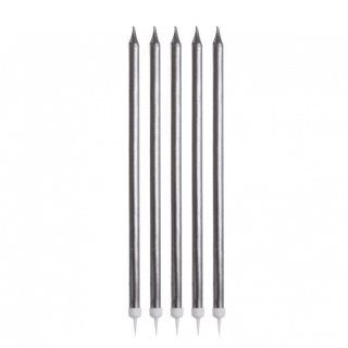 Uzun İnce Silver Mum 6lı