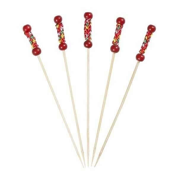 Bambu Örgülü Kürdan 12 cm 50'li Kırmızı