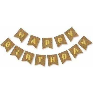 Happy Birthday Banner Kraft Üstü Gold
