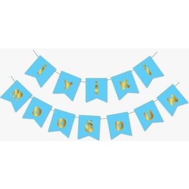 İyi Ki Doğdun Banner Mavi Üstü Gold