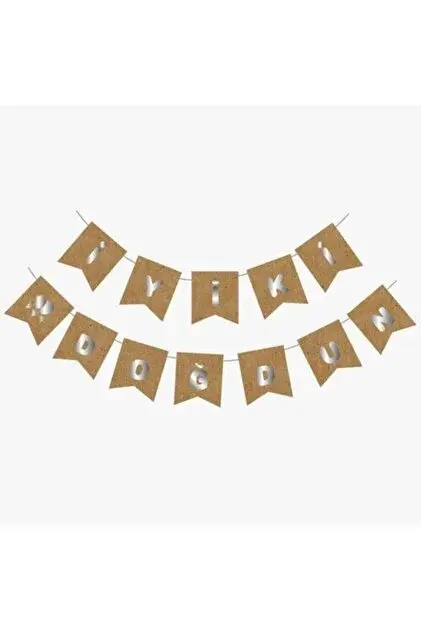 İyi Ki Doğdun Banner Kraft Üstü Gümüş