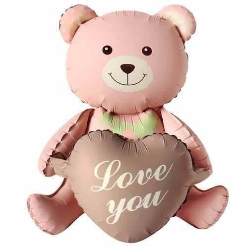 Folyo Oturan Ayıcık Karamel Kalpli 51x54