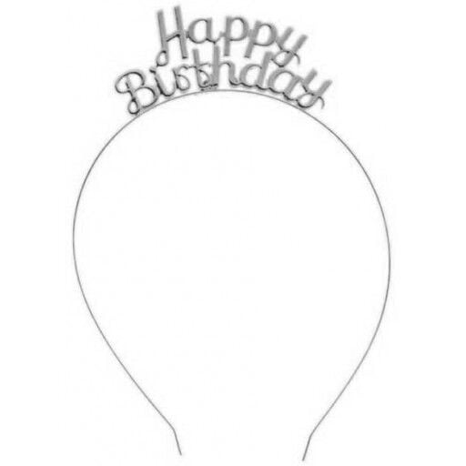 Happy Birthday Metal Gümüş Taç