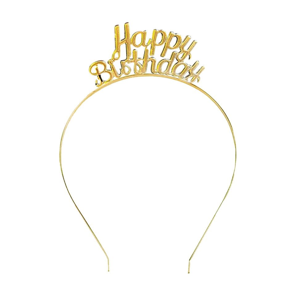 Happy Birthday Metal Gold Taç