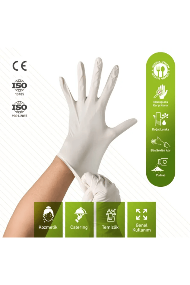Dolphin Beyaz Lateks Eldiven Pudralı S 100 Adet