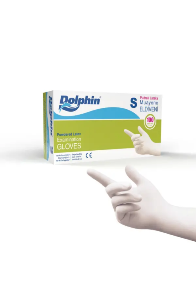 Dolphin Beyaz Lateks Eldiven Pudralı S 100 Adet