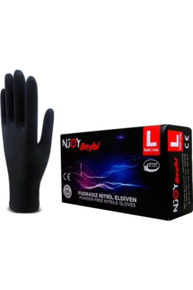 Njoy Beybi Siyah Nitril Eldiven 100 Adet - Large